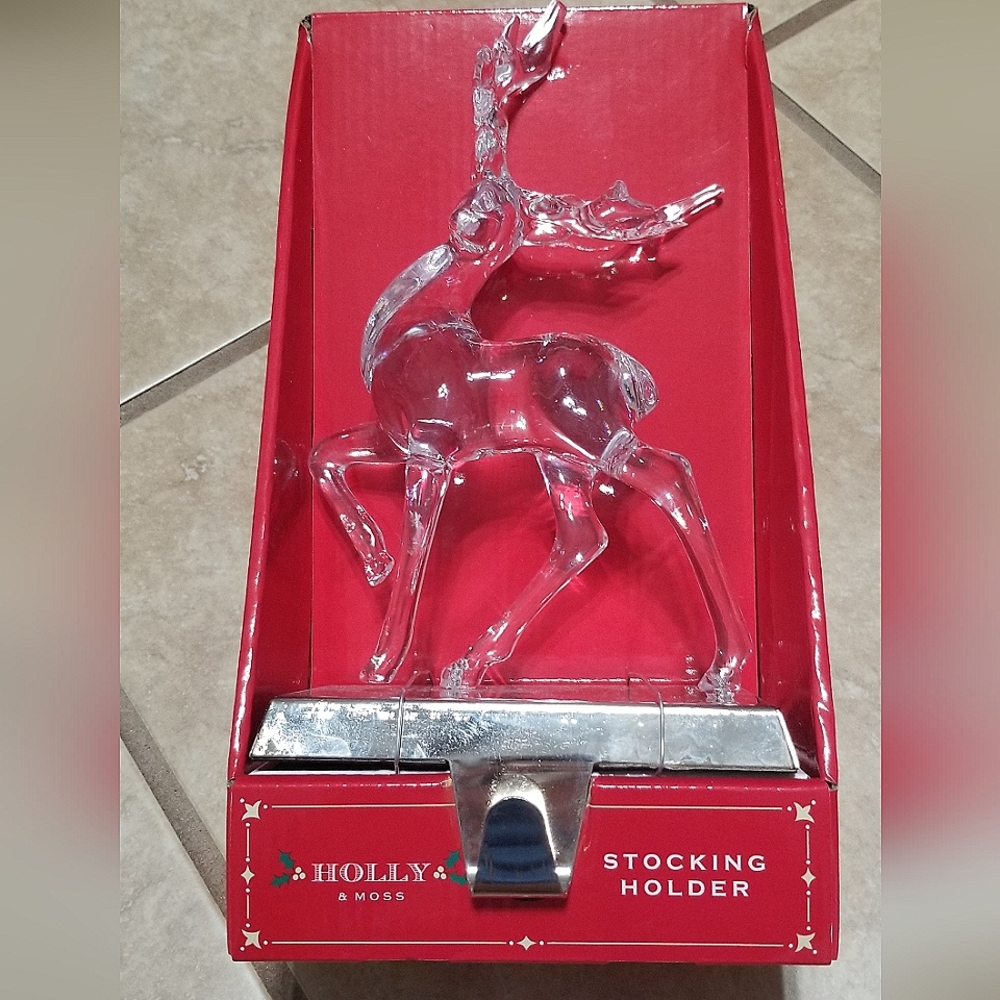 Clear Plastic Reindeer Stocking Holder